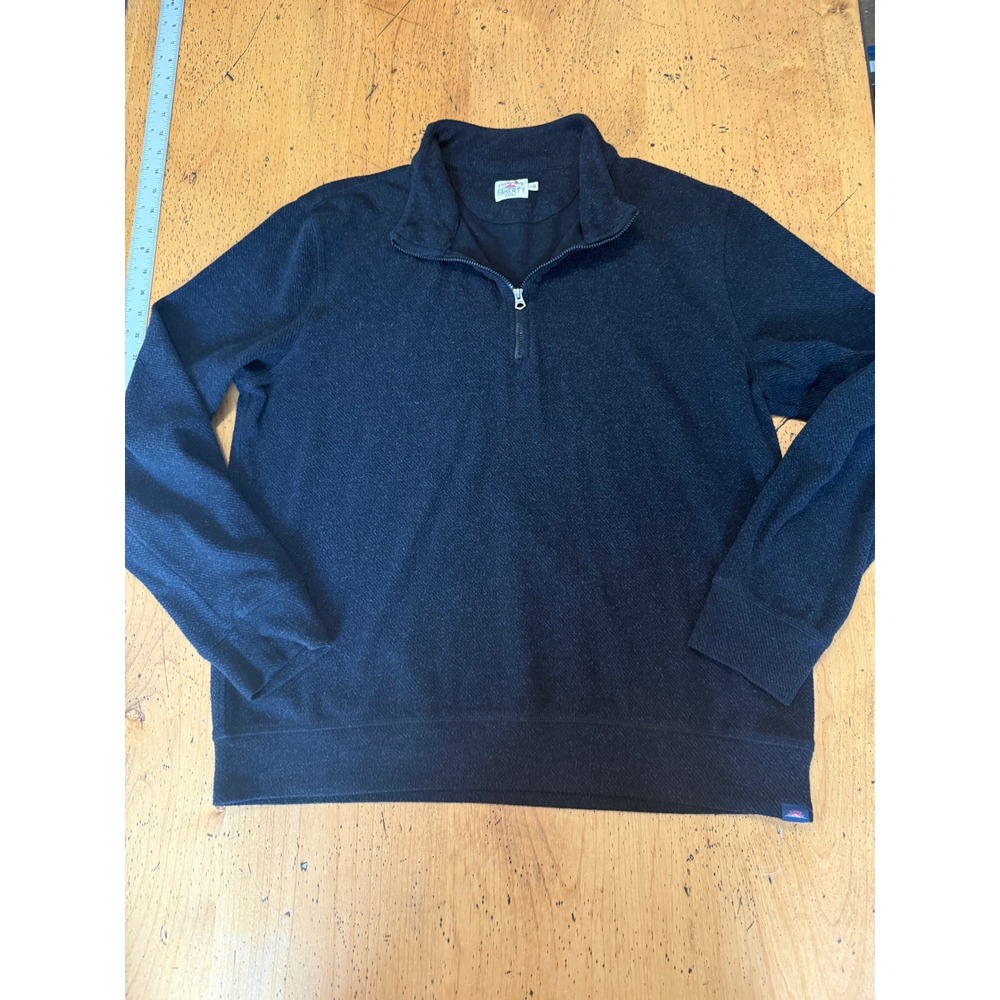 Faherty Quarter Zip Size L Mens Black Textured Knit Long Sleeve Pullover 2102